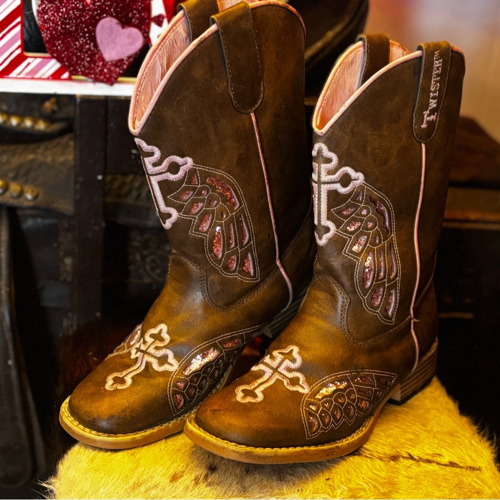 Twisted X Brown and Pink Kids Boots